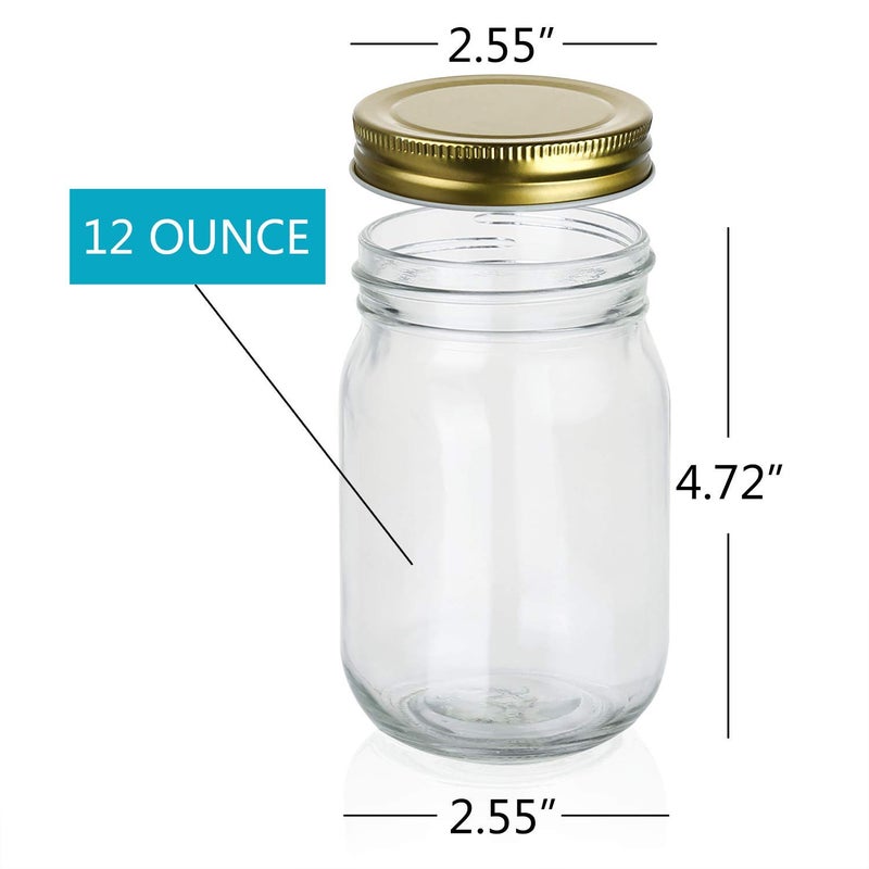 Encheng 12 oz Glass Jars With Lids,Regular Mouth Mason Jars For Storage,Canning Jars For Caviar, Herb, Jelly, Jams, Honey,Dishware Safe,Set Of 20 - Image 2